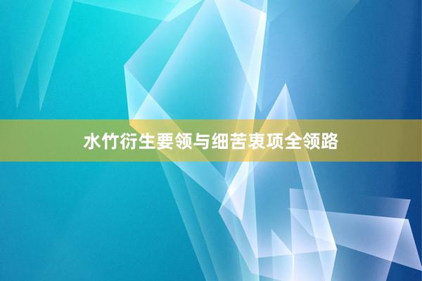 水竹衍生要领与细苦衷项全领路