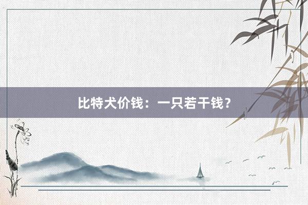 比特犬价钱：一只若干钱？